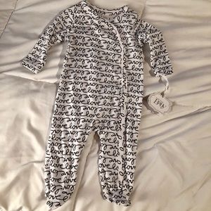 NWT Nordstrom Baby White & Black Footie Bodysuit